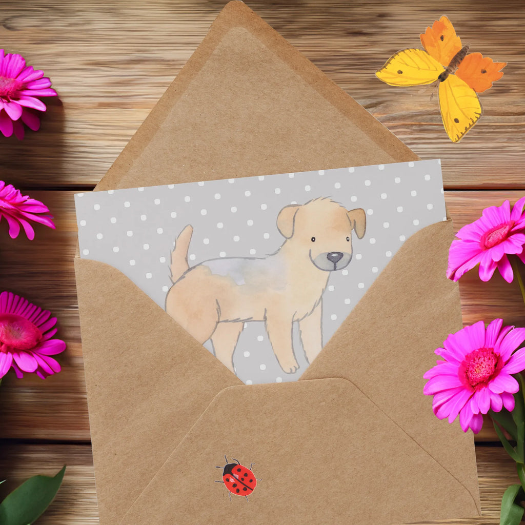 Deluxe Karte Border Terrier Abenteuer Karte, Grußkarte, Klappkarte, Einladungskarte, Glückwunschkarte, Hochzeitskarte, Geburtstagskarte, Hochwertige Grußkarte, Hochwertige Klappkarte, Hund, Hunderasse, Rassehund, Hundebesitzer, Geschenk, Tierfreund, Schenken, Welpe