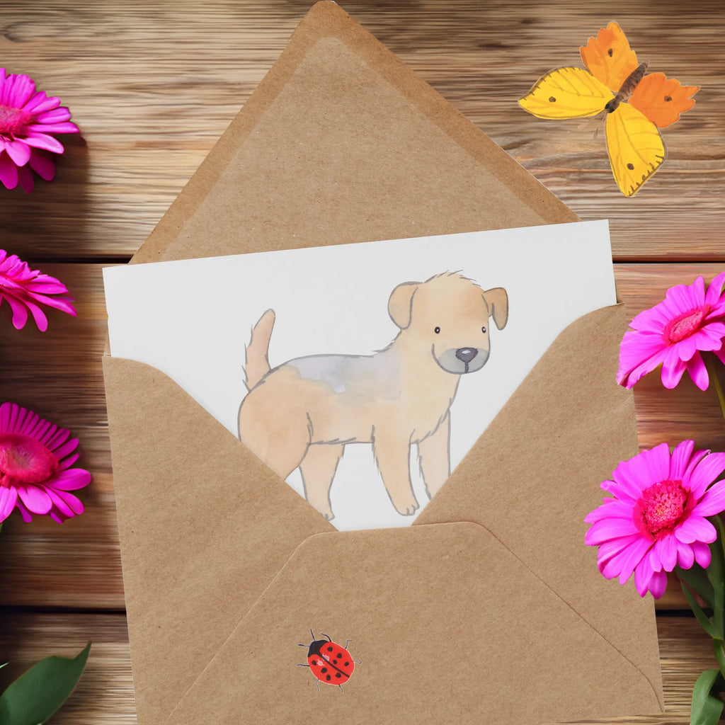 Deluxe Karte Border Terrier Abenteuer Karte, Grußkarte, Klappkarte, Einladungskarte, Glückwunschkarte, Hochzeitskarte, Geburtstagskarte, Hochwertige Grußkarte, Hochwertige Klappkarte, Hund, Hunderasse, Rassehund, Hundebesitzer, Geschenk, Tierfreund, Schenken, Welpe