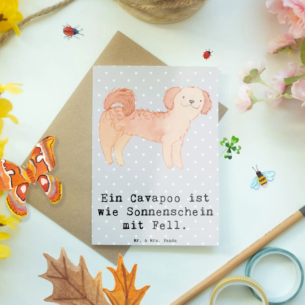 Grußkarte Cavapoo Sonnenschein Grußkarte, Klappkarte, Einladungskarte, Glückwunschkarte, Hochzeitskarte, Geburtstagskarte, Karte, Ansichtskarten, Hund, Hunderasse, Rassehund, Hundebesitzer, Geschenk, Tierfreund, Schenken, Welpe