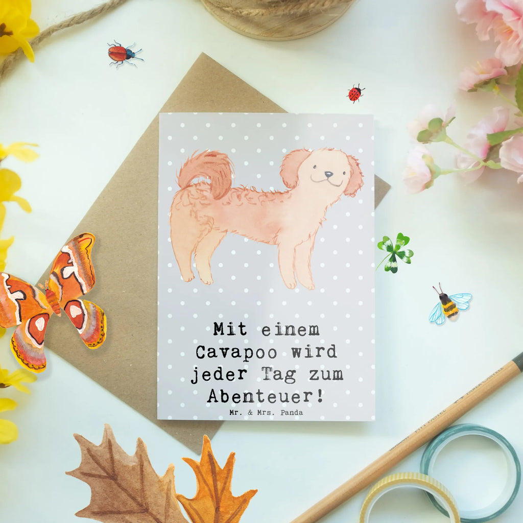 Grußkarte Cavapoo Abenteuer Grußkarte, Klappkarte, Einladungskarte, Glückwunschkarte, Hochzeitskarte, Geburtstagskarte, Karte, Ansichtskarten, Hund, Hunderasse, Rassehund, Hundebesitzer, Geschenk, Tierfreund, Schenken, Welpe