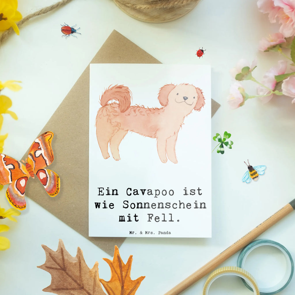 Grußkarte Cavapoo Sonnenschein Grußkarte, Klappkarte, Einladungskarte, Glückwunschkarte, Hochzeitskarte, Geburtstagskarte, Karte, Ansichtskarten, Hund, Hunderasse, Rassehund, Hundebesitzer, Geschenk, Tierfreund, Schenken, Welpe