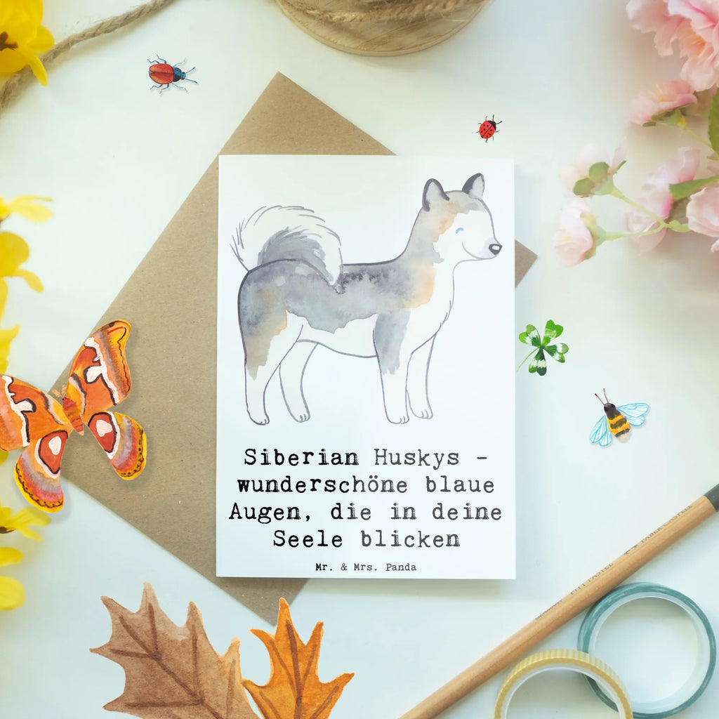 Grußkarte Siberian Husky Augenzauber Grußkarte, Klappkarte, Einladungskarte, Glückwunschkarte, Hochzeitskarte, Geburtstagskarte, Karte, Ansichtskarten, Hund, Hunderasse, Rassehund, Hundebesitzer, Geschenk, Tierfreund, Schenken, Welpe