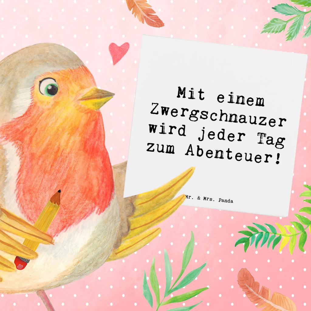 Deluxe Karte Spruch Zwergschnauzer Abenteuer Karte, Grußkarte, Klappkarte, Einladungskarte, Glückwunschkarte, Hochzeitskarte, Geburtstagskarte, Hochwertige Grußkarte, Hochwertige Klappkarte, Hund, Hunderasse, Rassehund, Hundebesitzer, Geschenk, Tierfreund, Schenken, Welpe