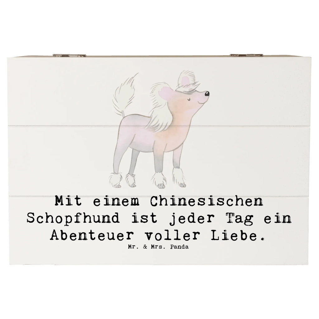 Holzkiste Chinesischer Schopfhund Abenteuer Holzkiste, Kiste, Schatzkiste, Truhe, Schatulle, XXL, Erinnerungsbox, Erinnerungskiste, Dekokiste, Aufbewahrungsbox, Geschenkbox, Geschenkdose, Hund, Hunderasse, Rassehund, Hundebesitzer, Geschenk, Tierfreund, Schenken, Welpe