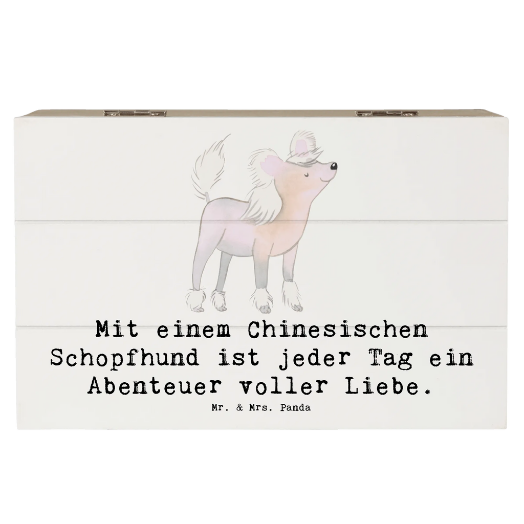 Holzkiste Chinesischer Schopfhund Abenteuer Holzkiste, Kiste, Schatzkiste, Truhe, Schatulle, XXL, Erinnerungsbox, Erinnerungskiste, Dekokiste, Aufbewahrungsbox, Geschenkbox, Geschenkdose, Hund, Hunderasse, Rassehund, Hundebesitzer, Geschenk, Tierfreund, Schenken, Welpe