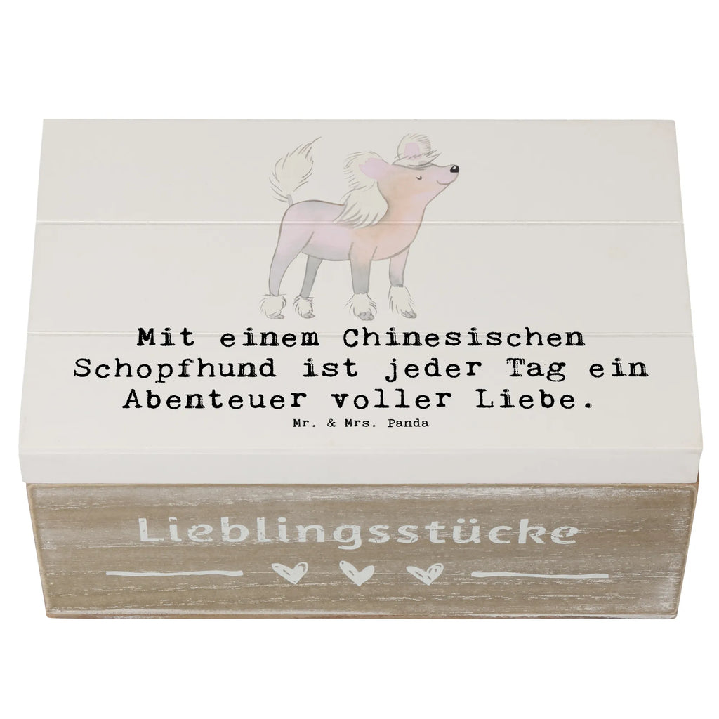 Holzkiste Chinesischer Schopfhund Abenteuer Holzkiste, Kiste, Schatzkiste, Truhe, Schatulle, XXL, Erinnerungsbox, Erinnerungskiste, Dekokiste, Aufbewahrungsbox, Geschenkbox, Geschenkdose, Hund, Hunderasse, Rassehund, Hundebesitzer, Geschenk, Tierfreund, Schenken, Welpe