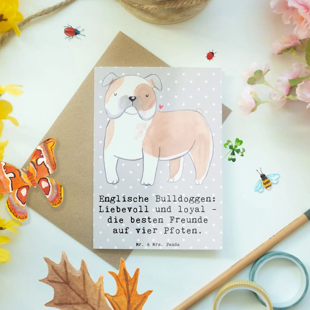 Grußkarte Englische Bulldogge Freunde Grußkarte, Klappkarte, Einladungskarte, Glückwunschkarte, Hochzeitskarte, Geburtstagskarte, Karte, Ansichtskarten, Hund, Hunderasse, Rassehund, Hundebesitzer, Geschenk, Tierfreund, Schenken, Welpe