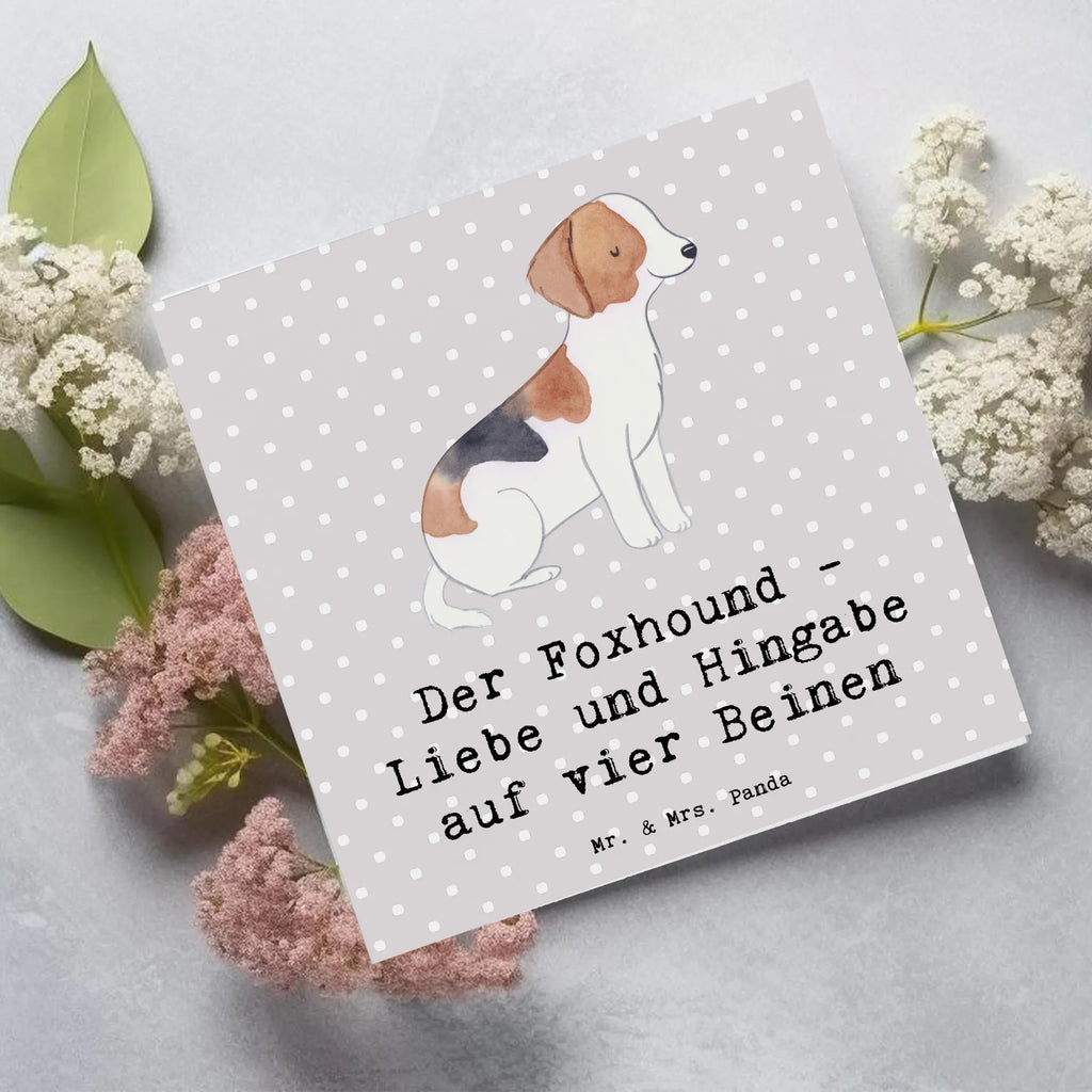 Deluxe Karte Liebevoller Foxhound Karte, Grußkarte, Klappkarte, Einladungskarte, Glückwunschkarte, Hochzeitskarte, Geburtstagskarte, Hochwertige Grußkarte, Hochwertige Klappkarte, Hund, Hunderasse, Rassehund, Hundebesitzer, Geschenk, Tierfreund, Schenken, Welpe