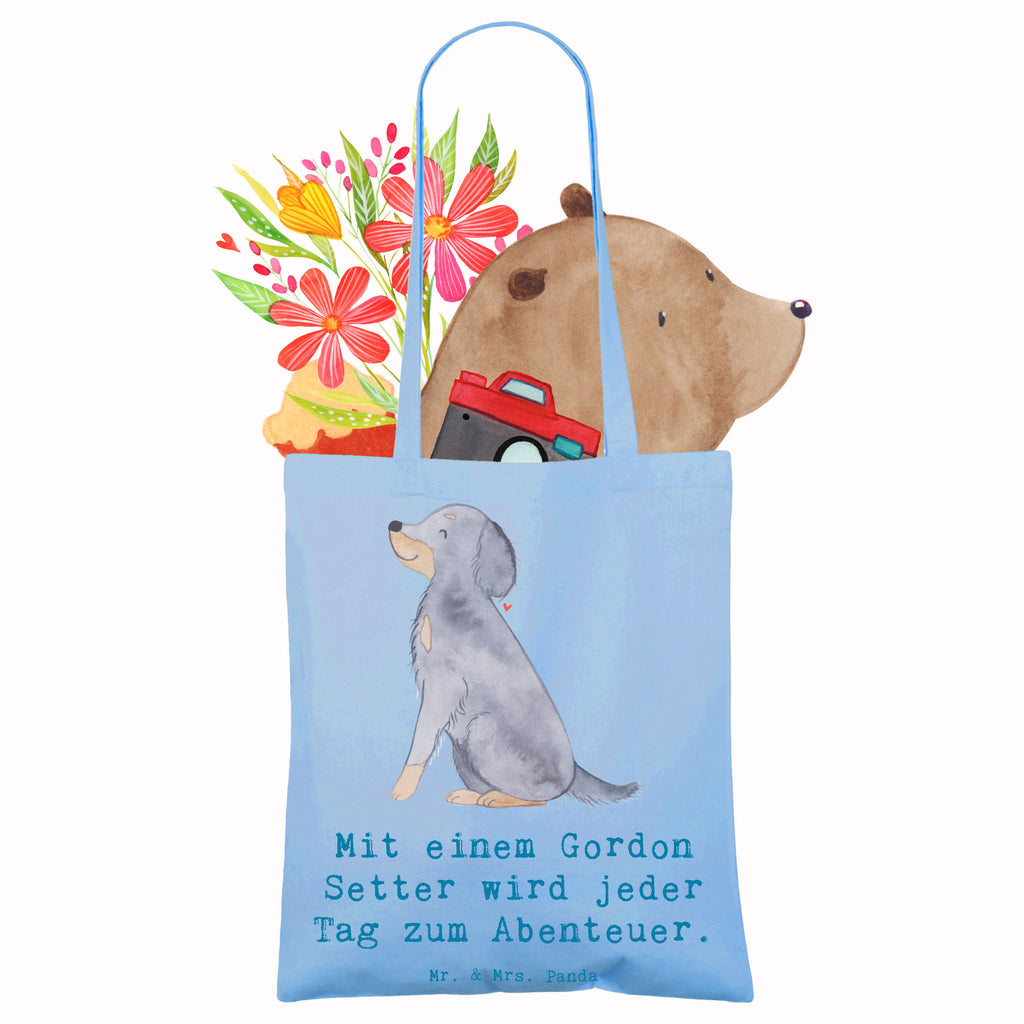 Tragetasche Gordon Setter Abenteuer Beuteltasche, Beutel, Einkaufstasche, Jutebeutel, Stoffbeutel, Tasche, Shopper, Umhängetasche, Strandtasche, Schultertasche, Stofftasche, Tragetasche, Badetasche, Jutetasche, Einkaufstüte, Laptoptasche, Hund, Hunderasse, Rassehund, Hundebesitzer, Geschenk, Tierfreund, Schenken, Welpe