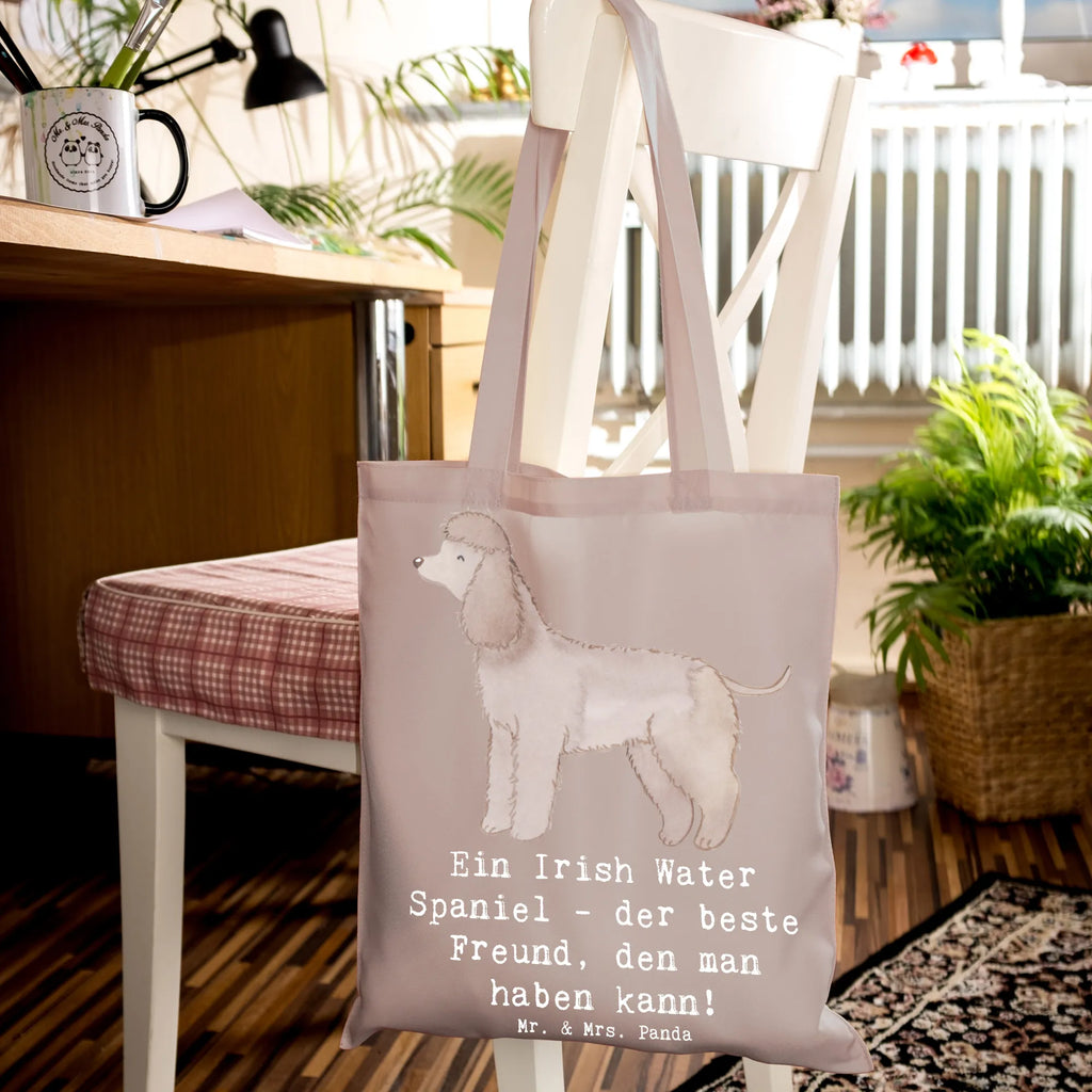 Tragetasche Irish Water Spaniel Freund Beuteltasche, Beutel, Einkaufstasche, Jutebeutel, Stoffbeutel, Tasche, Shopper, Umhängetasche, Strandtasche, Schultertasche, Stofftasche, Tragetasche, Badetasche, Jutetasche, Einkaufstüte, Laptoptasche, Hund, Hunderasse, Rassehund, Hundebesitzer, Geschenk, Tierfreund, Schenken, Welpe