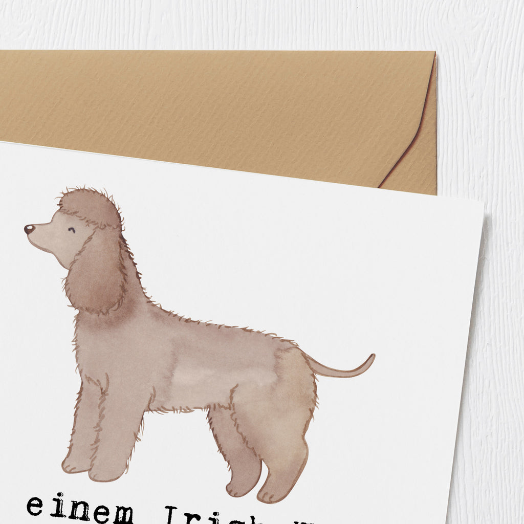 Deluxe Karte Irish Water Spaniel Begleiter Karte, Grußkarte, Klappkarte, Einladungskarte, Glückwunschkarte, Hochzeitskarte, Geburtstagskarte, Hochwertige Grußkarte, Hochwertige Klappkarte, Hund, Hunderasse, Rassehund, Hundebesitzer, Geschenk, Tierfreund, Schenken, Welpe