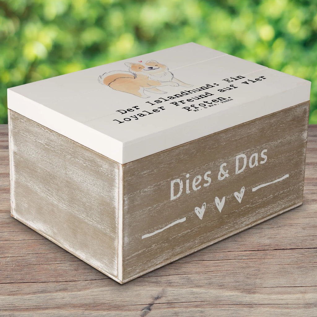 Holzkiste Treuer Islandhund Holzkiste, Kiste, Schatzkiste, Truhe, Schatulle, XXL, Erinnerungsbox, Erinnerungskiste, Dekokiste, Aufbewahrungsbox, Geschenkbox, Geschenkdose, Hund, Hunderasse, Rassehund, Hundebesitzer, Geschenk, Tierfreund, Schenken, Welpe