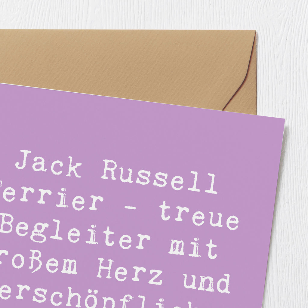 Deluxe Karte Spruch Jack Russell Terrier - treue Begleiter mit großem Herz und unerschöpflichem Temperament. Karte, Grußkarte, Klappkarte, Einladungskarte, Glückwunschkarte, Hochzeitskarte, Geburtstagskarte, Hochwertige Grußkarte, Hochwertige Klappkarte, Hund, Hunderasse, Rassehund, Hundebesitzer, Geschenk, Tierfreund, Schenken, Welpe