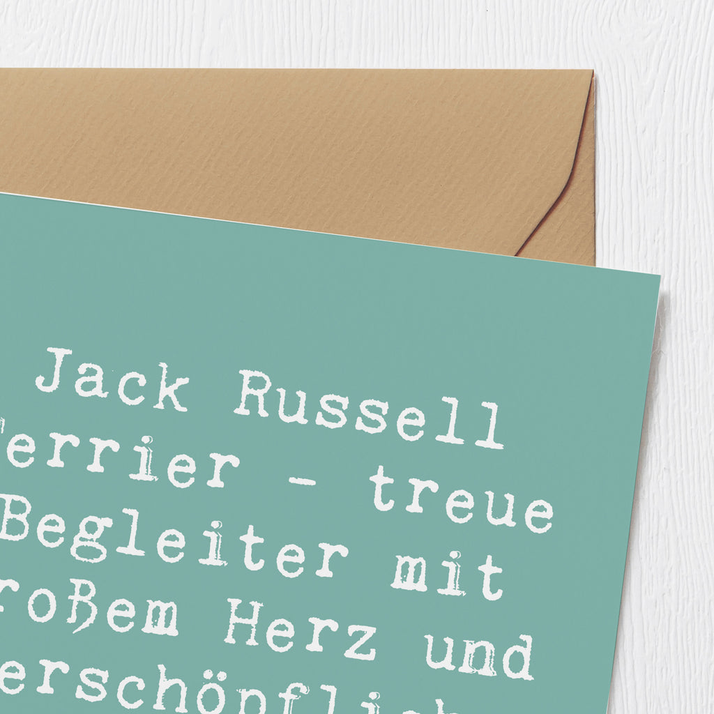 Deluxe Karte Spruch Jack Russell Terrier - treue Begleiter mit großem Herz und unerschöpflichem Temperament. Karte, Grußkarte, Klappkarte, Einladungskarte, Glückwunschkarte, Hochzeitskarte, Geburtstagskarte, Hochwertige Grußkarte, Hochwertige Klappkarte, Hund, Hunderasse, Rassehund, Hundebesitzer, Geschenk, Tierfreund, Schenken, Welpe