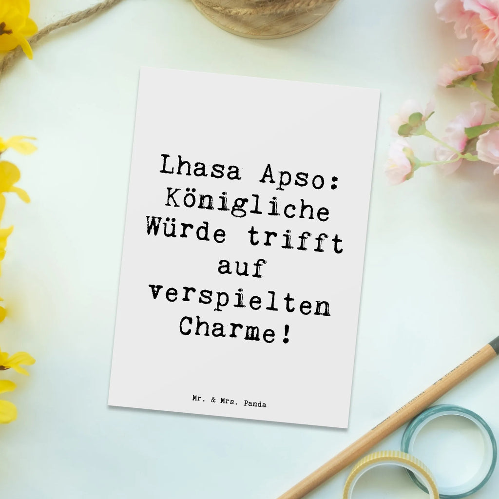 Postkarte Spruch Lhasa Apso Charme Postkarte, Karte, Geschenkkarte, Grußkarte, Einladung, Ansichtskarte, Geburtstagskarte, Einladungskarte, Dankeskarte, Ansichtskarten, Einladung Geburtstag, Einladungskarten Geburtstag, Hund, Hunderasse, Rassehund, Hundebesitzer, Geschenk, Tierfreund, Schenken, Welpe