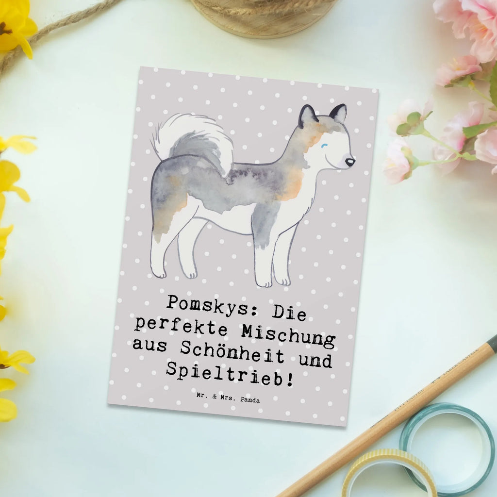 Postkarte Pomsky Perfektion Postkarte, Karte, Geschenkkarte, Grußkarte, Einladung, Ansichtskarte, Geburtstagskarte, Einladungskarte, Dankeskarte, Ansichtskarten, Einladung Geburtstag, Einladungskarten Geburtstag, Hund, Hunderasse, Rassehund, Hundebesitzer, Geschenk, Tierfreund, Schenken, Welpe