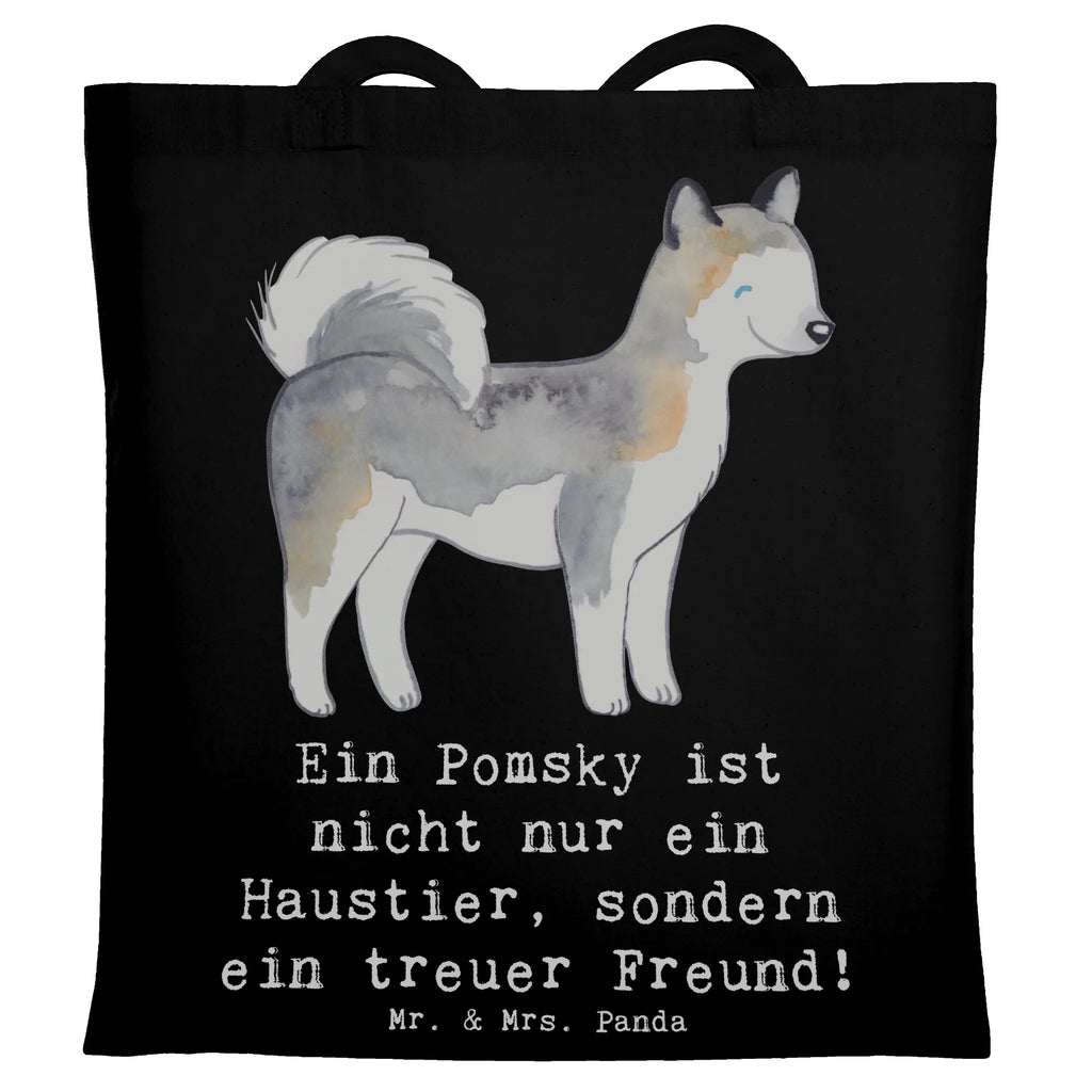 Tragetasche Pomsky Freund Beuteltasche, Beutel, Einkaufstasche, Jutebeutel, Stoffbeutel, Tasche, Shopper, Umhängetasche, Strandtasche, Schultertasche, Stofftasche, Tragetasche, Badetasche, Jutetasche, Einkaufstüte, Laptoptasche, Hund, Hunderasse, Rassehund, Hundebesitzer, Geschenk, Tierfreund, Schenken, Welpe