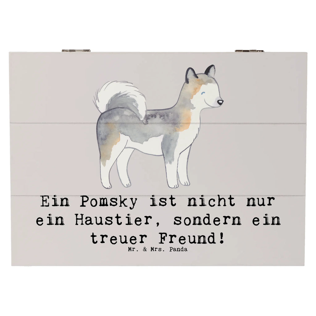 Holzkiste Pomsky Freund Holzkiste, Kiste, Schatzkiste, Truhe, Schatulle, XXL, Erinnerungsbox, Erinnerungskiste, Dekokiste, Aufbewahrungsbox, Geschenkbox, Geschenkdose, Hund, Hunderasse, Rassehund, Hundebesitzer, Geschenk, Tierfreund, Schenken, Welpe