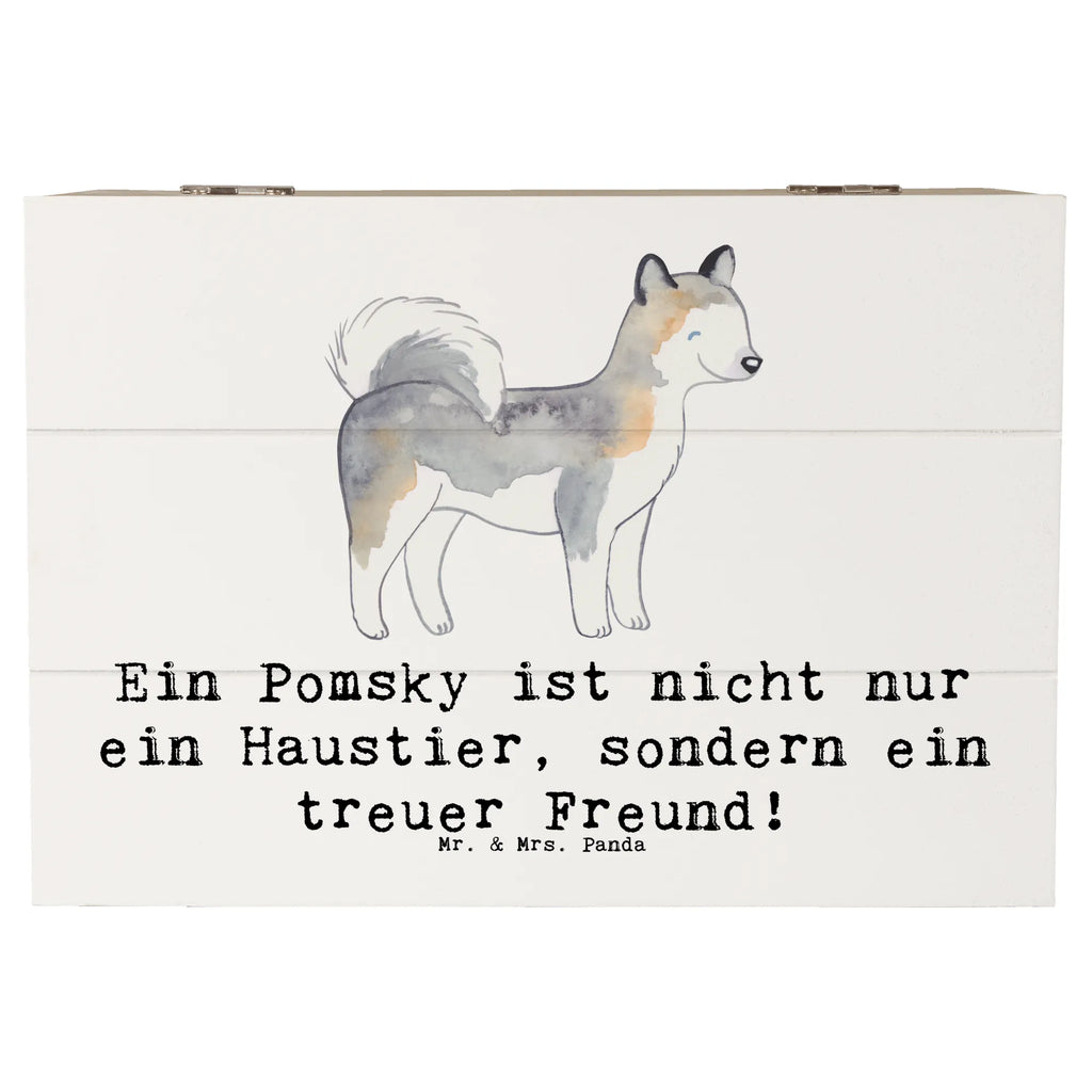 Holzkiste Pomsky Freund Holzkiste, Kiste, Schatzkiste, Truhe, Schatulle, XXL, Erinnerungsbox, Erinnerungskiste, Dekokiste, Aufbewahrungsbox, Geschenkbox, Geschenkdose, Hund, Hunderasse, Rassehund, Hundebesitzer, Geschenk, Tierfreund, Schenken, Welpe