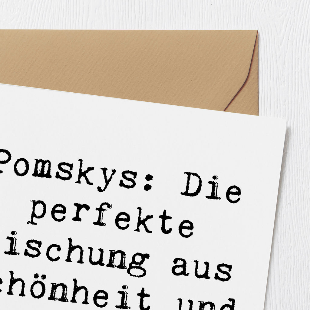 Deluxe Karte Spruch Pomsky Perfektion Karte, Grußkarte, Klappkarte, Einladungskarte, Glückwunschkarte, Hochzeitskarte, Geburtstagskarte, Hochwertige Grußkarte, Hochwertige Klappkarte, Hund, Hunderasse, Rassehund, Hundebesitzer, Geschenk, Tierfreund, Schenken, Welpe