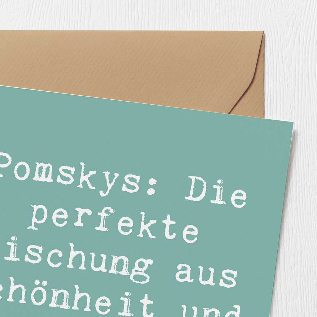 Deluxe Karte Spruch Pomsky Perfektion Karte, Grußkarte, Klappkarte, Einladungskarte, Glückwunschkarte, Hochzeitskarte, Geburtstagskarte, Hochwertige Grußkarte, Hochwertige Klappkarte, Hund, Hunderasse, Rassehund, Hundebesitzer, Geschenk, Tierfreund, Schenken, Welpe