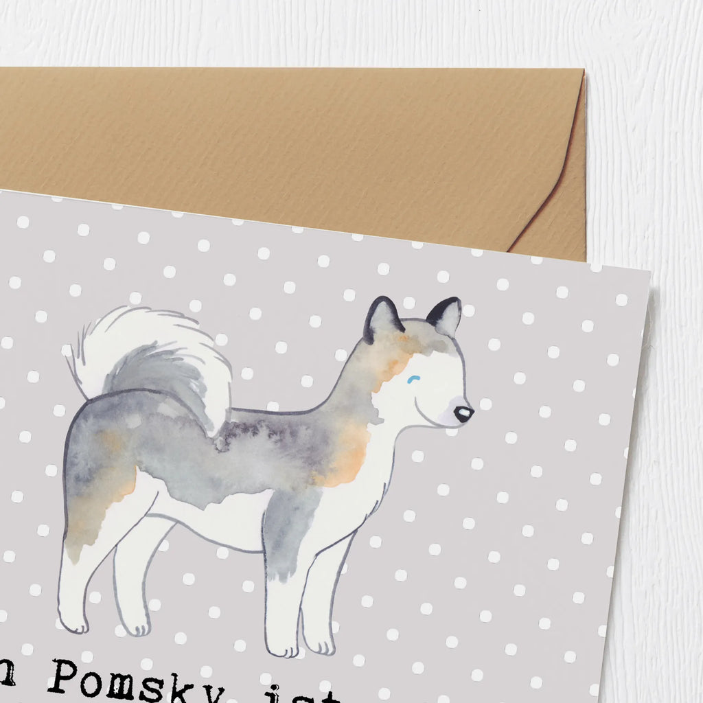 Deluxe Karte Pomsky Freund Karte, Grußkarte, Klappkarte, Einladungskarte, Glückwunschkarte, Hochzeitskarte, Geburtstagskarte, Hochwertige Grußkarte, Hochwertige Klappkarte, Hund, Hunderasse, Rassehund, Hundebesitzer, Geschenk, Tierfreund, Schenken, Welpe