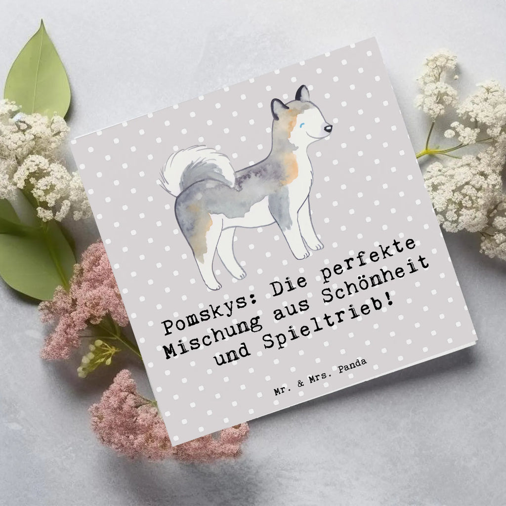 Deluxe Karte Pomsky Perfektion Karte, Grußkarte, Klappkarte, Einladungskarte, Glückwunschkarte, Hochzeitskarte, Geburtstagskarte, Hochwertige Grußkarte, Hochwertige Klappkarte, Hund, Hunderasse, Rassehund, Hundebesitzer, Geschenk, Tierfreund, Schenken, Welpe