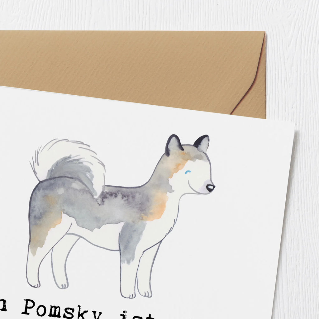 Deluxe Karte Pomsky Freund Karte, Grußkarte, Klappkarte, Einladungskarte, Glückwunschkarte, Hochzeitskarte, Geburtstagskarte, Hochwertige Grußkarte, Hochwertige Klappkarte, Hund, Hunderasse, Rassehund, Hundebesitzer, Geschenk, Tierfreund, Schenken, Welpe