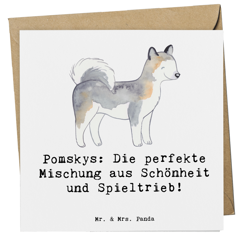 Deluxe Karte Pomsky Perfektion Karte, Grußkarte, Klappkarte, Einladungskarte, Glückwunschkarte, Hochzeitskarte, Geburtstagskarte, Hochwertige Grußkarte, Hochwertige Klappkarte, Hund, Hunderasse, Rassehund, Hundebesitzer, Geschenk, Tierfreund, Schenken, Welpe