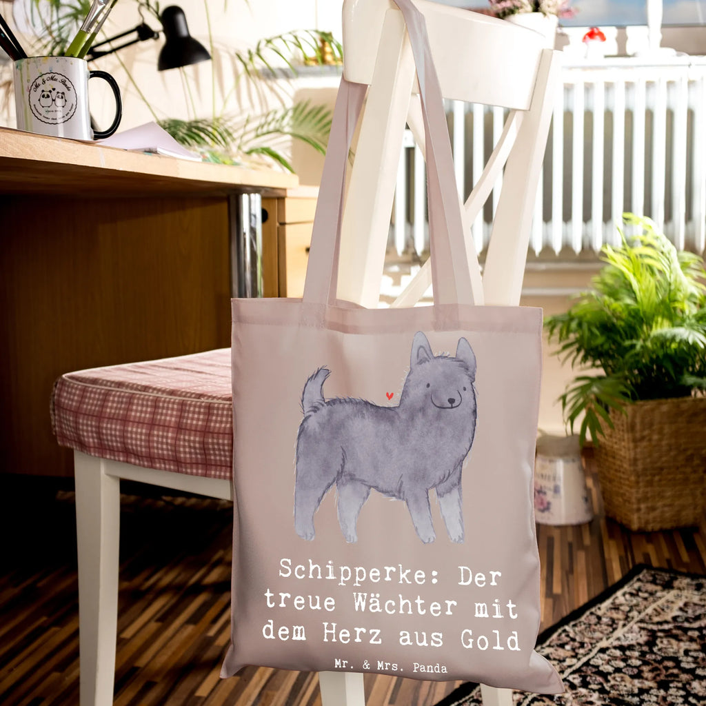 Tragetasche Schipperke Wächterherz Beuteltasche, Beutel, Einkaufstasche, Jutebeutel, Stoffbeutel, Tasche, Shopper, Umhängetasche, Strandtasche, Schultertasche, Stofftasche, Tragetasche, Badetasche, Jutetasche, Einkaufstüte, Laptoptasche, Hund, Hunderasse, Rassehund, Hundebesitzer, Geschenk, Tierfreund, Schenken, Welpe