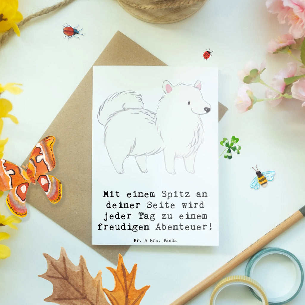 Grußkarte Freudiger Spitz Grußkarte, Klappkarte, Einladungskarte, Glückwunschkarte, Hochzeitskarte, Geburtstagskarte, Karte, Ansichtskarten, Hund, Hunderasse, Rassehund, Hundebesitzer, Geschenk, Tierfreund, Schenken, Welpe