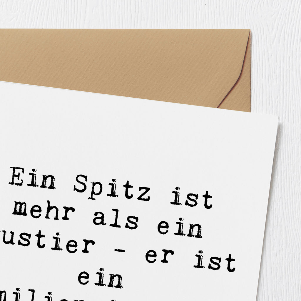 Deluxe Karte Spruch Spitz Familienmitglied Karte, Grußkarte, Klappkarte, Einladungskarte, Glückwunschkarte, Hochzeitskarte, Geburtstagskarte, Hochwertige Grußkarte, Hochwertige Klappkarte, Hund, Hunderasse, Rassehund, Hundebesitzer, Geschenk, Tierfreund, Schenken, Welpe