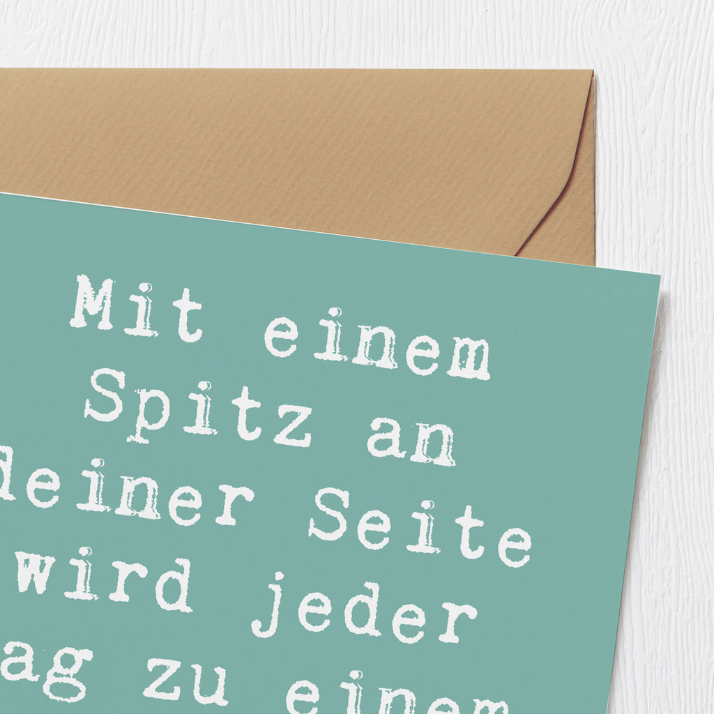 Deluxe Karte Spruch Freudiger Spitz Karte, Grußkarte, Klappkarte, Einladungskarte, Glückwunschkarte, Hochzeitskarte, Geburtstagskarte, Hochwertige Grußkarte, Hochwertige Klappkarte, Hund, Hunderasse, Rassehund, Hundebesitzer, Geschenk, Tierfreund, Schenken, Welpe