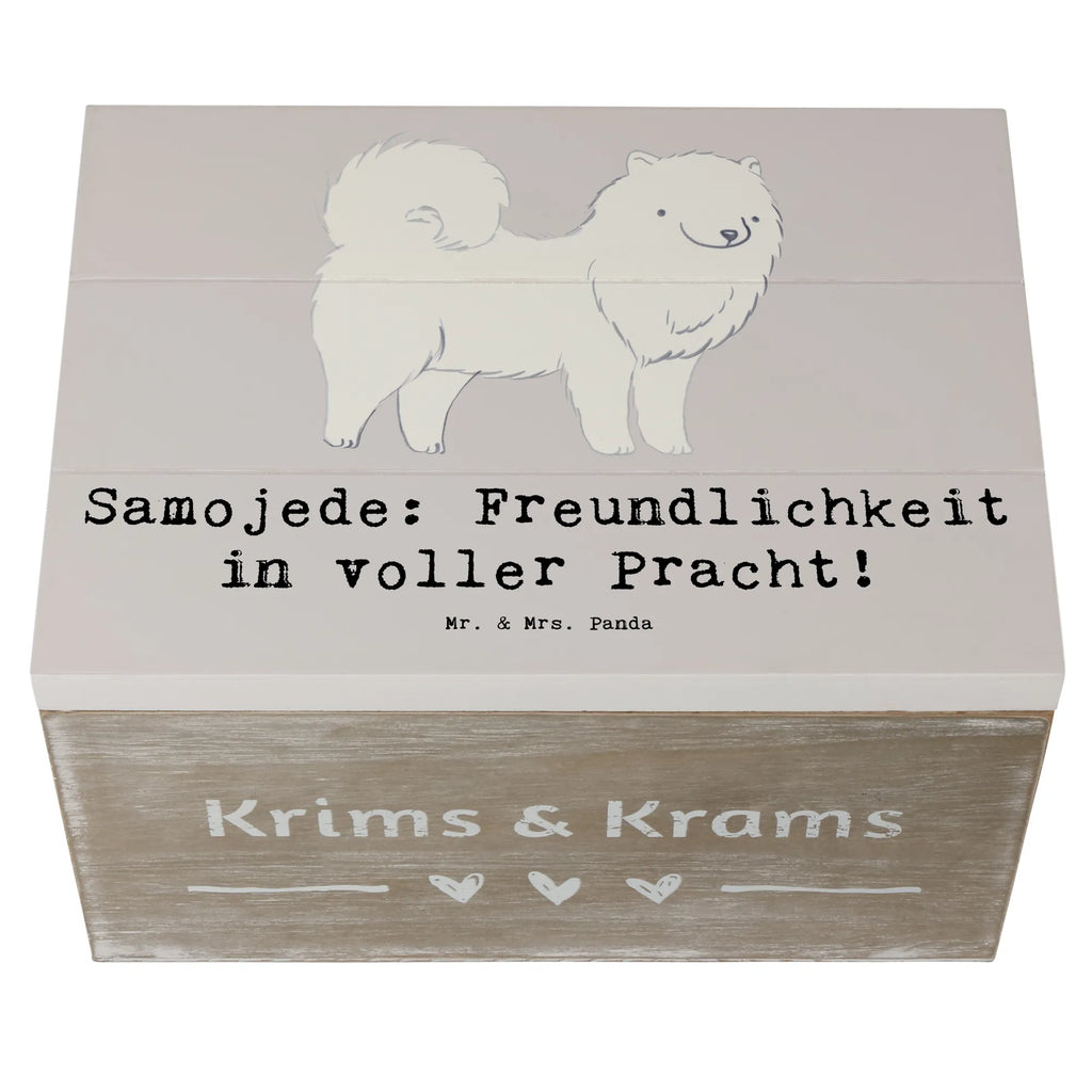 Holzkiste Samojede Freundlichkeit Holzkiste, Kiste, Schatzkiste, Truhe, Schatulle, XXL, Erinnerungsbox, Erinnerungskiste, Dekokiste, Aufbewahrungsbox, Geschenkbox, Geschenkdose, Hund, Hunderasse, Rassehund, Hundebesitzer, Geschenk, Tierfreund, Schenken, Welpe