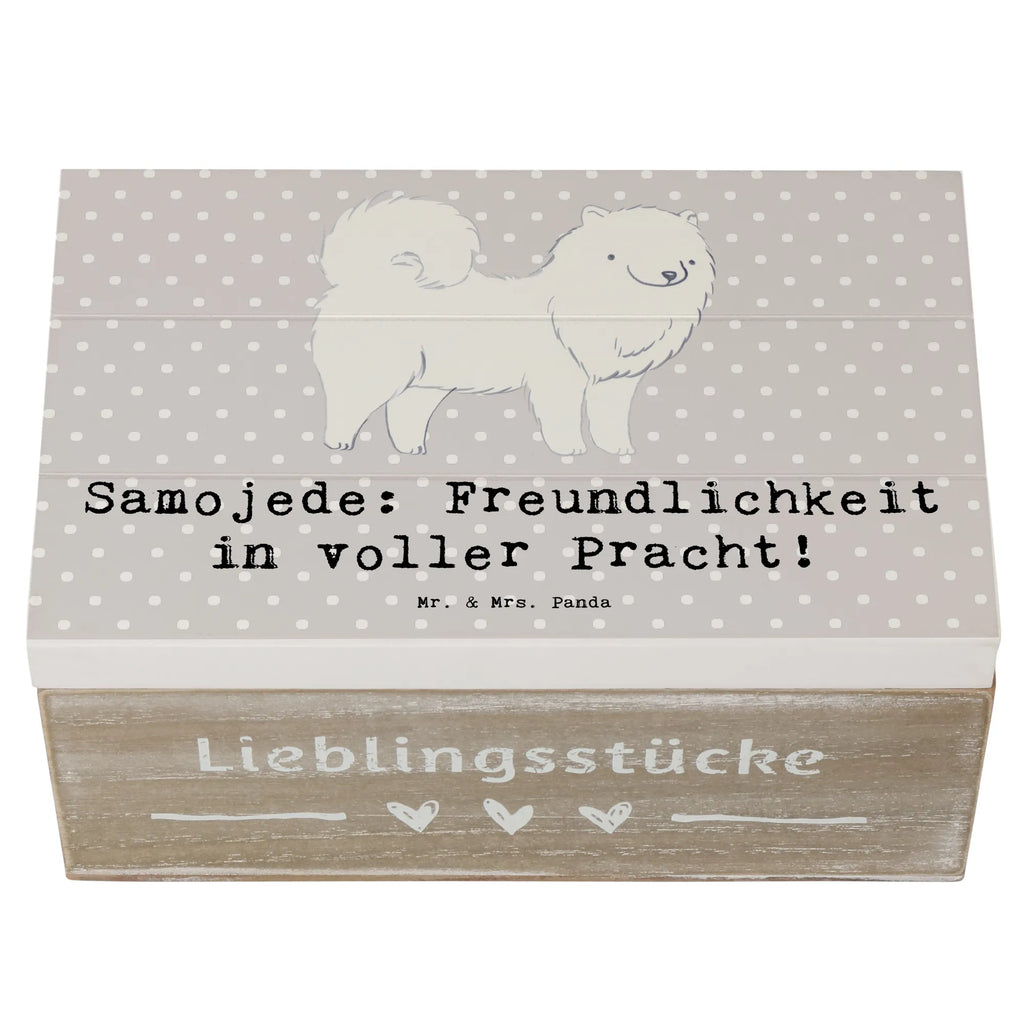 Holzkiste Samojede Freundlichkeit Holzkiste, Kiste, Schatzkiste, Truhe, Schatulle, XXL, Erinnerungsbox, Erinnerungskiste, Dekokiste, Aufbewahrungsbox, Geschenkbox, Geschenkdose, Hund, Hunderasse, Rassehund, Hundebesitzer, Geschenk, Tierfreund, Schenken, Welpe