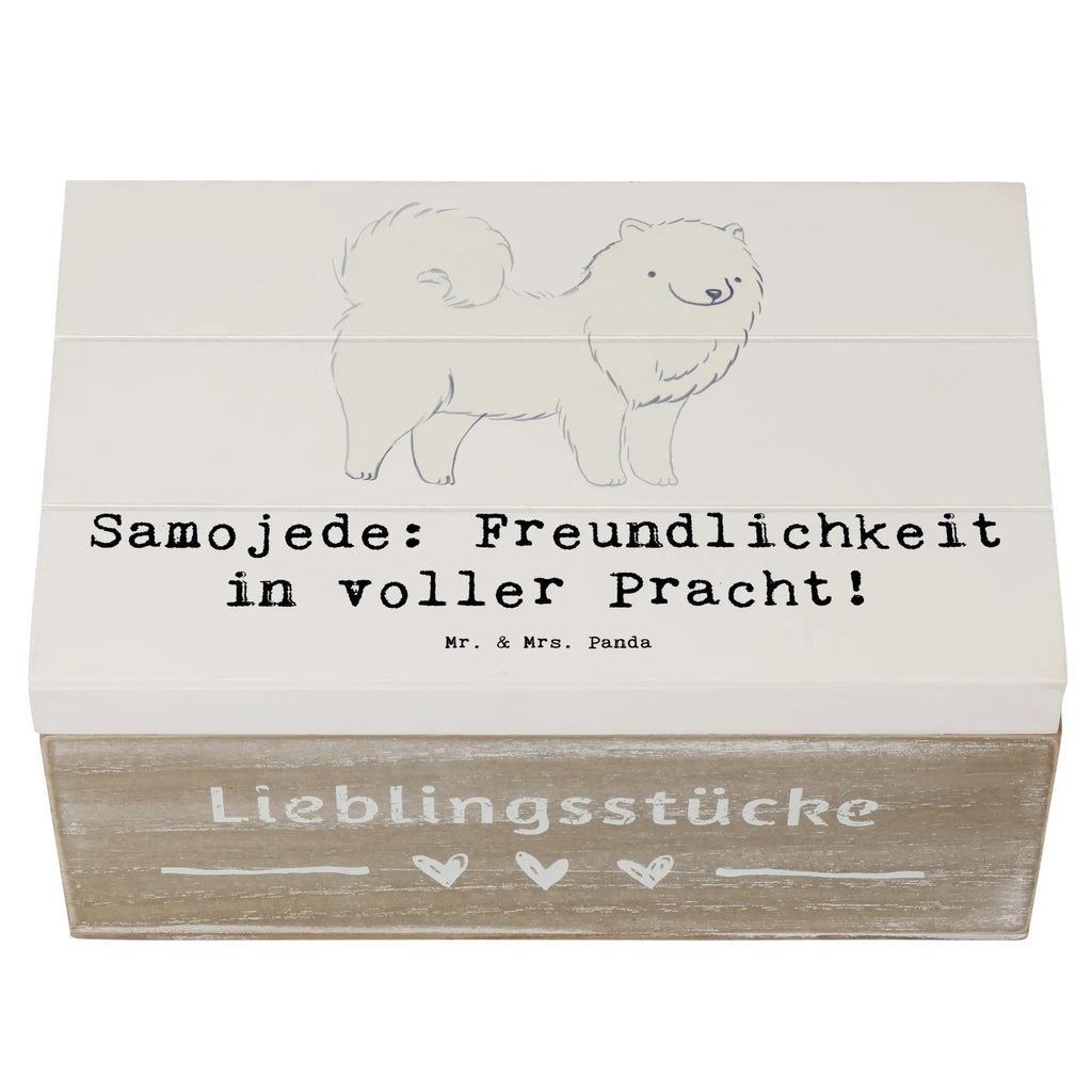 Holzkiste Samojede Freundlichkeit Holzkiste, Kiste, Schatzkiste, Truhe, Schatulle, XXL, Erinnerungsbox, Erinnerungskiste, Dekokiste, Aufbewahrungsbox, Geschenkbox, Geschenkdose, Hund, Hunderasse, Rassehund, Hundebesitzer, Geschenk, Tierfreund, Schenken, Welpe