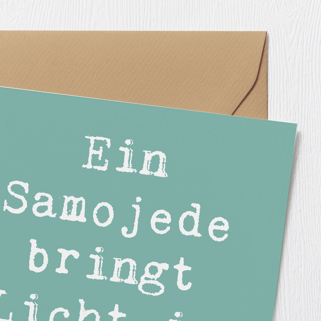 Deluxe Karte Spruch Samojede Licht Karte, Grußkarte, Klappkarte, Einladungskarte, Glückwunschkarte, Hochzeitskarte, Geburtstagskarte, Hochwertige Grußkarte, Hochwertige Klappkarte, Hund, Hunderasse, Rassehund, Hundebesitzer, Geschenk, Tierfreund, Schenken, Welpe