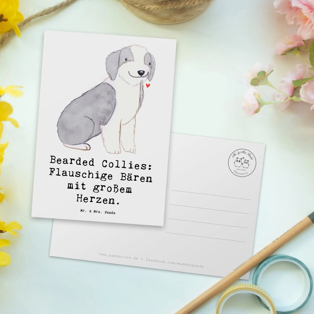 Postkarte Bearded Collie Bärenherz Postkarte, Karte, Geschenkkarte, Grußkarte, Einladung, Ansichtskarte, Geburtstagskarte, Einladungskarte, Dankeskarte, Ansichtskarten, Einladung Geburtstag, Einladungskarten Geburtstag, Hund, Hunderasse, Rassehund, Hundebesitzer, Geschenk, Tierfreund, Schenken, Welpe