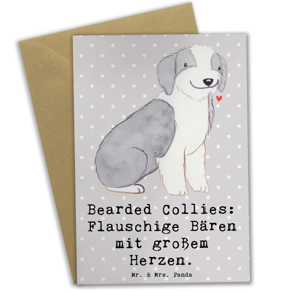 Grußkarte Bearded Collie Bärenherz Grußkarte, Klappkarte, Einladungskarte, Glückwunschkarte, Hochzeitskarte, Geburtstagskarte, Karte, Ansichtskarten, Hund, Hunderasse, Rassehund, Hundebesitzer, Geschenk, Tierfreund, Schenken, Welpe