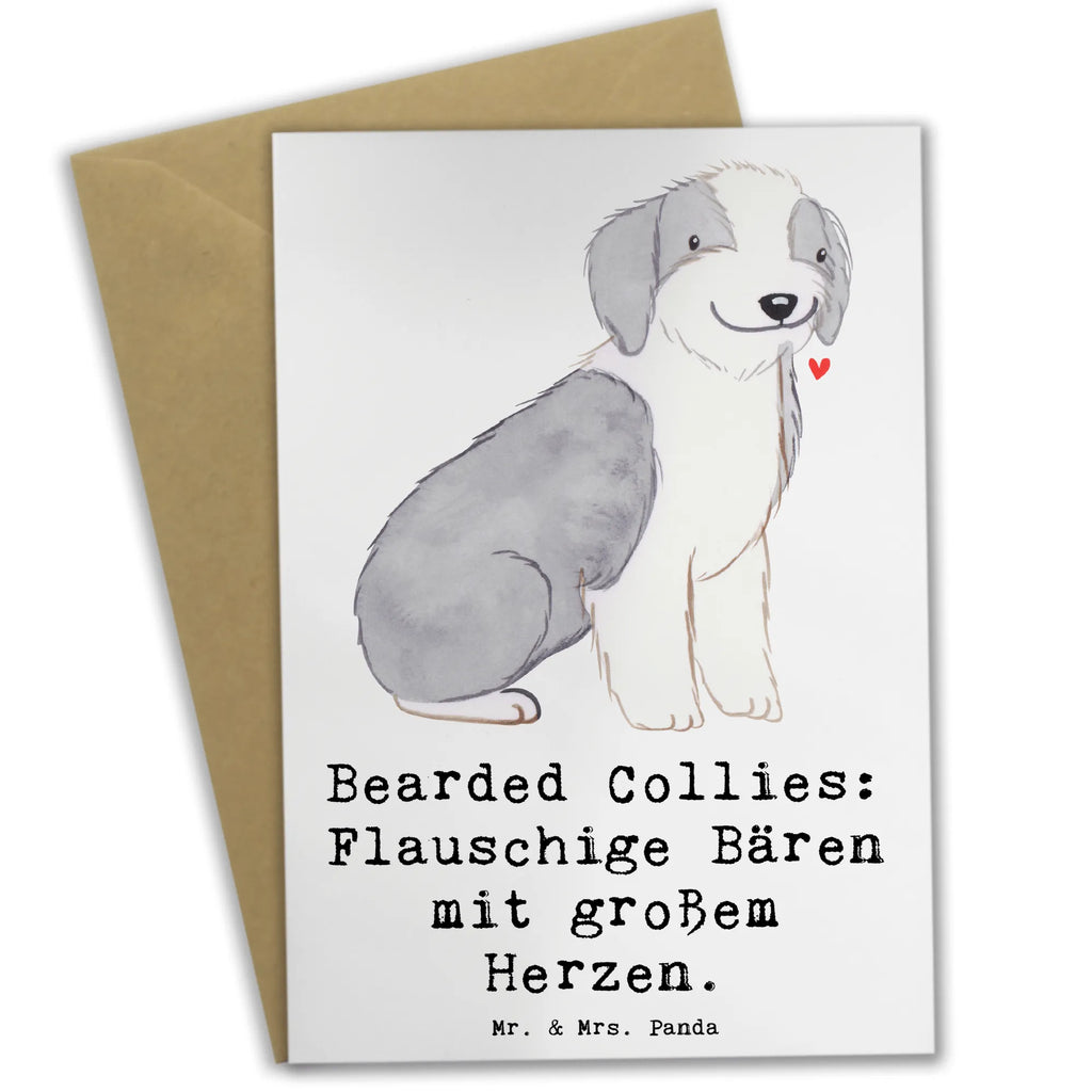 Grußkarte Bearded Collie Bärenherz Grußkarte, Klappkarte, Einladungskarte, Glückwunschkarte, Hochzeitskarte, Geburtstagskarte, Karte, Ansichtskarten, Hund, Hunderasse, Rassehund, Hundebesitzer, Geschenk, Tierfreund, Schenken, Welpe