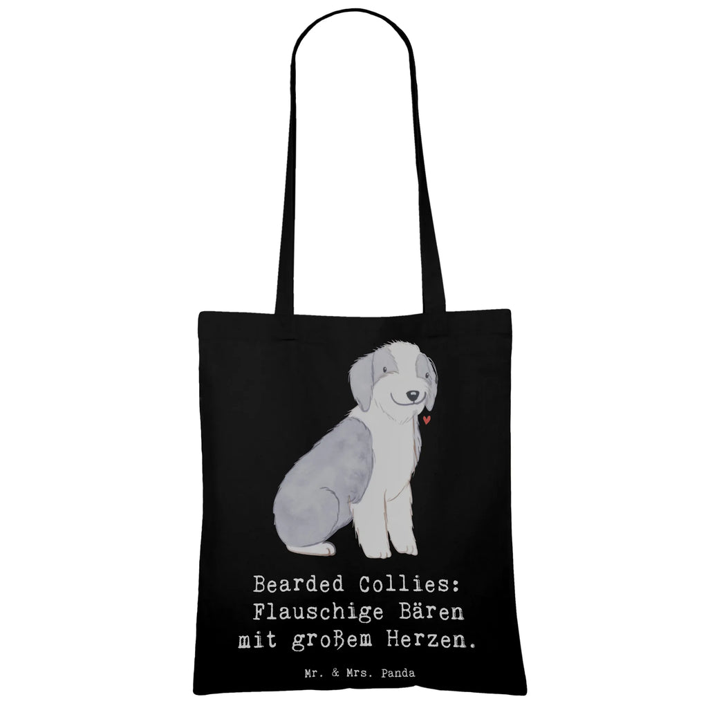 Tragetasche Bearded Collie Bärenherz Beuteltasche, Beutel, Einkaufstasche, Jutebeutel, Stoffbeutel, Tasche, Shopper, Umhängetasche, Strandtasche, Schultertasche, Stofftasche, Tragetasche, Badetasche, Jutetasche, Einkaufstüte, Laptoptasche, Hund, Hunderasse, Rassehund, Hundebesitzer, Geschenk, Tierfreund, Schenken, Welpe