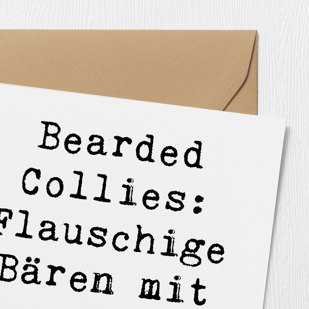 Deluxe Karte Spruch Bearded Collie Bärenherz Karte, Grußkarte, Klappkarte, Einladungskarte, Glückwunschkarte, Hochzeitskarte, Geburtstagskarte, Hochwertige Grußkarte, Hochwertige Klappkarte, Hund, Hunderasse, Rassehund, Hundebesitzer, Geschenk, Tierfreund, Schenken, Welpe