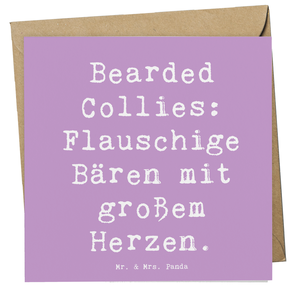 Deluxe Karte Spruch Bearded Collie Bärenherz Karte, Grußkarte, Klappkarte, Einladungskarte, Glückwunschkarte, Hochzeitskarte, Geburtstagskarte, Hochwertige Grußkarte, Hochwertige Klappkarte, Hund, Hunderasse, Rassehund, Hundebesitzer, Geschenk, Tierfreund, Schenken, Welpe