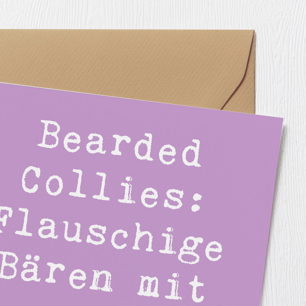 Deluxe Karte Spruch Bearded Collie Bärenherz Karte, Grußkarte, Klappkarte, Einladungskarte, Glückwunschkarte, Hochzeitskarte, Geburtstagskarte, Hochwertige Grußkarte, Hochwertige Klappkarte, Hund, Hunderasse, Rassehund, Hundebesitzer, Geschenk, Tierfreund, Schenken, Welpe