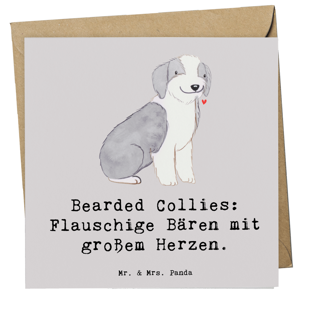 Deluxe Karte Bearded Collie Bärenherz Karte, Grußkarte, Klappkarte, Einladungskarte, Glückwunschkarte, Hochzeitskarte, Geburtstagskarte, Hochwertige Grußkarte, Hochwertige Klappkarte, Hund, Hunderasse, Rassehund, Hundebesitzer, Geschenk, Tierfreund, Schenken, Welpe