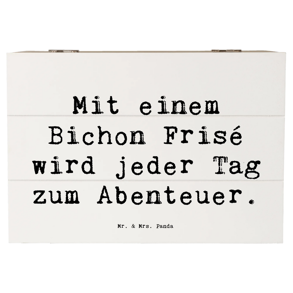 Holzkiste Spruch Mit einem Bichon Frisé wird jeder Tag zum Abenteuer. Holzkiste, Kiste, Schatzkiste, Truhe, Schatulle, XXL, Erinnerungsbox, Erinnerungskiste, Dekokiste, Aufbewahrungsbox, Geschenkbox, Geschenkdose, Hund, Hunderasse, Rassehund, Hundebesitzer, Geschenk, Tierfreund, Schenken, Welpe