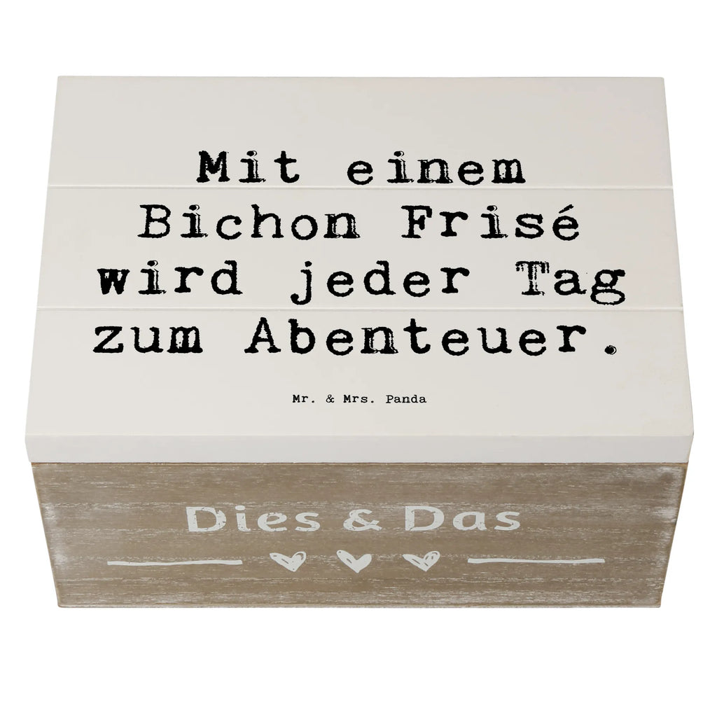 Holzkiste Spruch Mit einem Bichon Frisé wird jeder Tag zum Abenteuer. Holzkiste, Kiste, Schatzkiste, Truhe, Schatulle, XXL, Erinnerungsbox, Erinnerungskiste, Dekokiste, Aufbewahrungsbox, Geschenkbox, Geschenkdose, Hund, Hunderasse, Rassehund, Hundebesitzer, Geschenk, Tierfreund, Schenken, Welpe