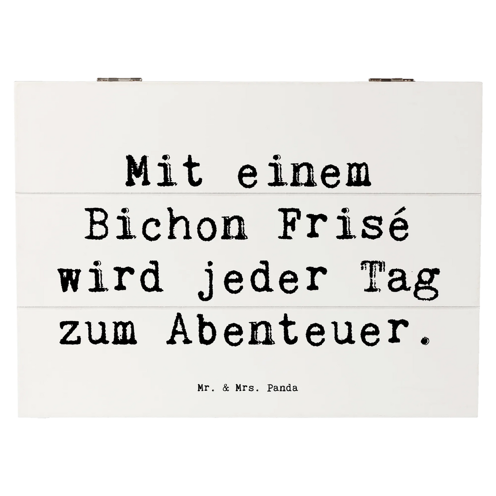 Holzkiste Spruch Mit einem Bichon Frisé wird jeder Tag zum Abenteuer. Holzkiste, Kiste, Schatzkiste, Truhe, Schatulle, XXL, Erinnerungsbox, Erinnerungskiste, Dekokiste, Aufbewahrungsbox, Geschenkbox, Geschenkdose, Hund, Hunderasse, Rassehund, Hundebesitzer, Geschenk, Tierfreund, Schenken, Welpe