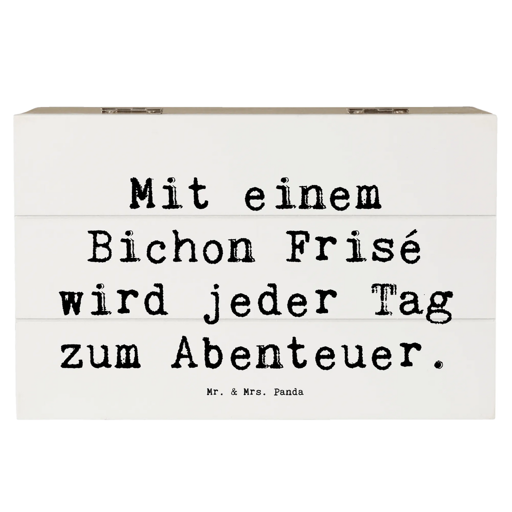 Holzkiste Spruch Mit einem Bichon Frisé wird jeder Tag zum Abenteuer. Holzkiste, Kiste, Schatzkiste, Truhe, Schatulle, XXL, Erinnerungsbox, Erinnerungskiste, Dekokiste, Aufbewahrungsbox, Geschenkbox, Geschenkdose, Hund, Hunderasse, Rassehund, Hundebesitzer, Geschenk, Tierfreund, Schenken, Welpe