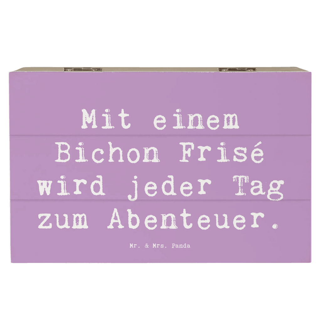 Holzkiste Spruch Mit einem Bichon Frisé wird jeder Tag zum Abenteuer. Holzkiste, Kiste, Schatzkiste, Truhe, Schatulle, XXL, Erinnerungsbox, Erinnerungskiste, Dekokiste, Aufbewahrungsbox, Geschenkbox, Geschenkdose, Hund, Hunderasse, Rassehund, Hundebesitzer, Geschenk, Tierfreund, Schenken, Welpe